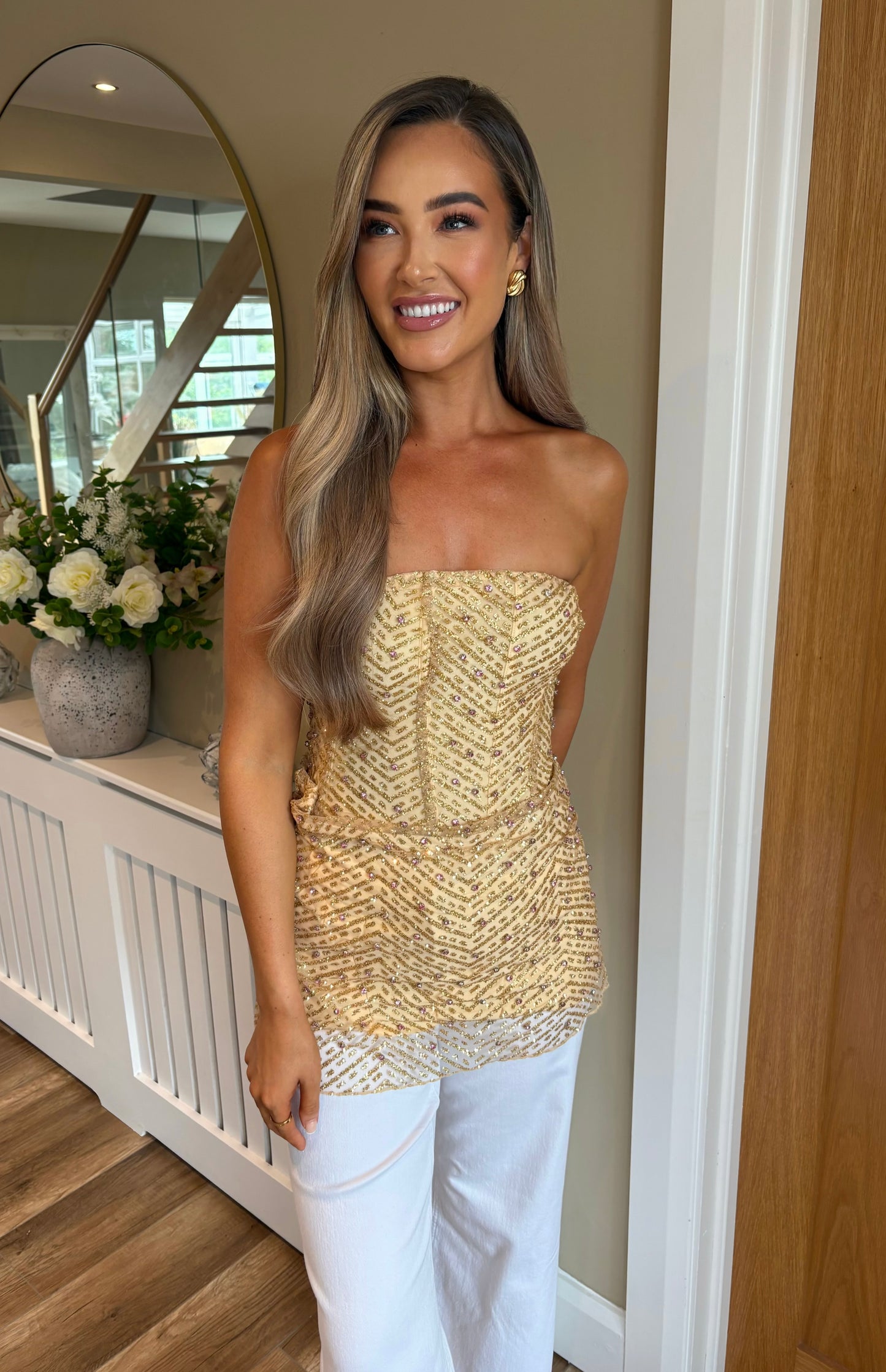 Xena Embellished Top Gold