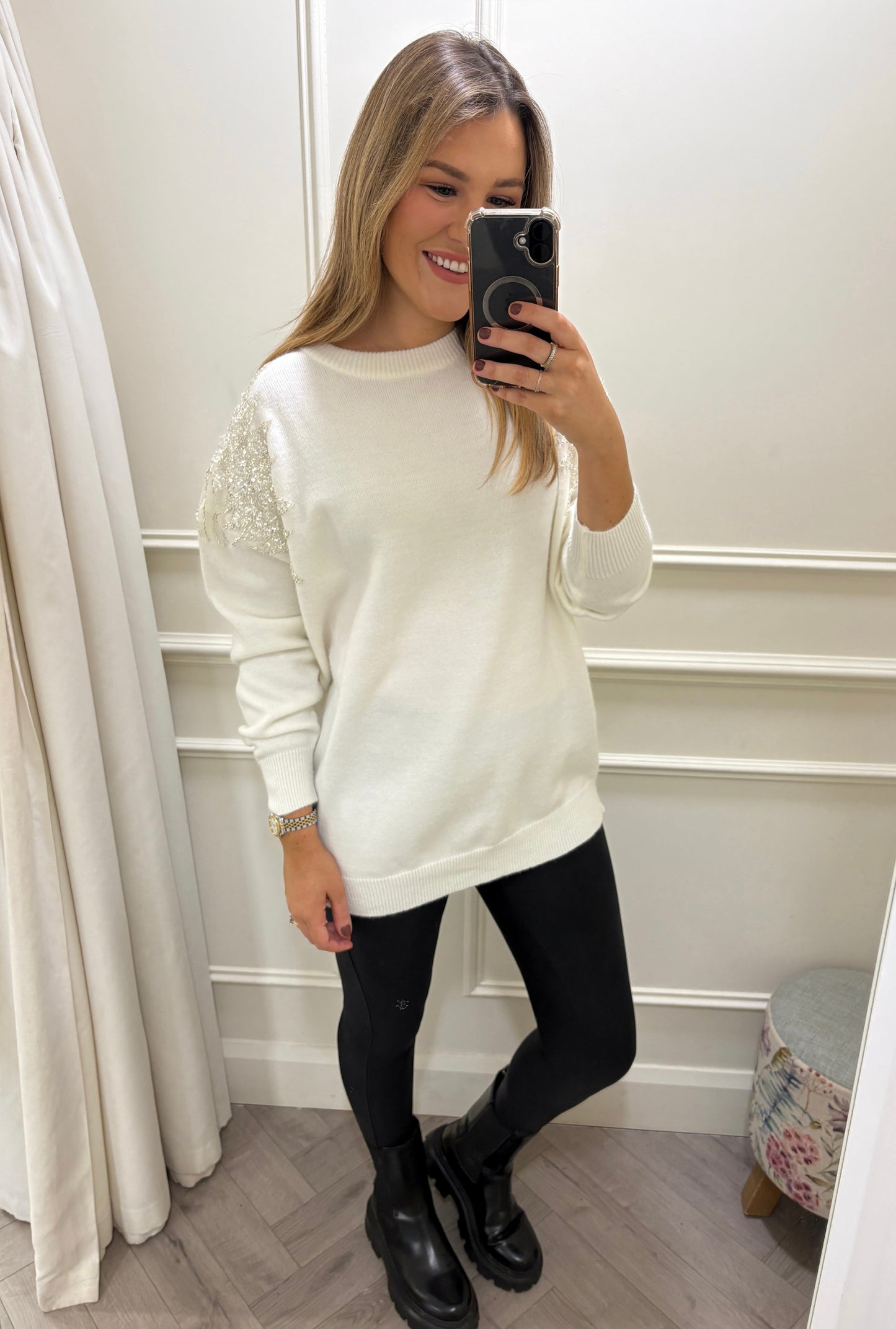 Jola Sparkle Knit White