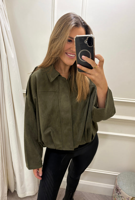 Harlow Suede Jacket Khaki