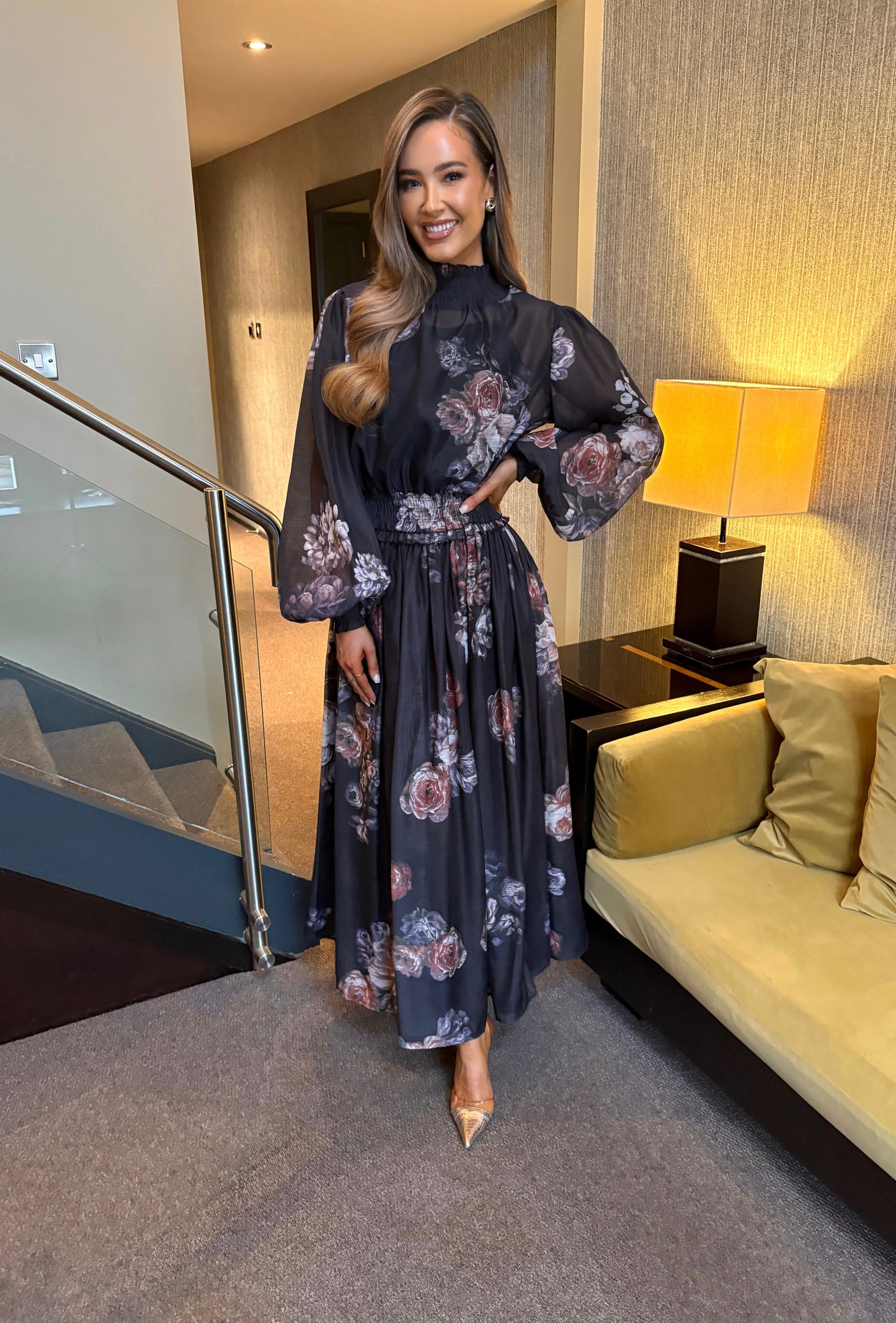 Rosalie Floral Two Piece Black