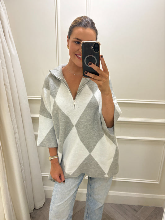 Dayne Knit Grey & White