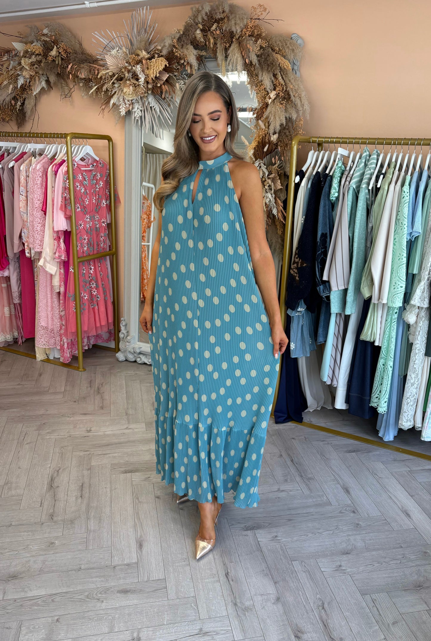 Dottie Polka Dot Dress Sage