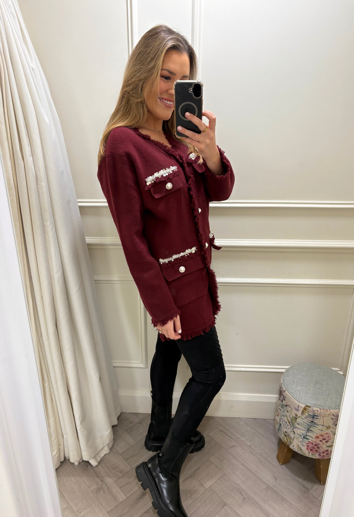 Luca Longline Cardigan Wine