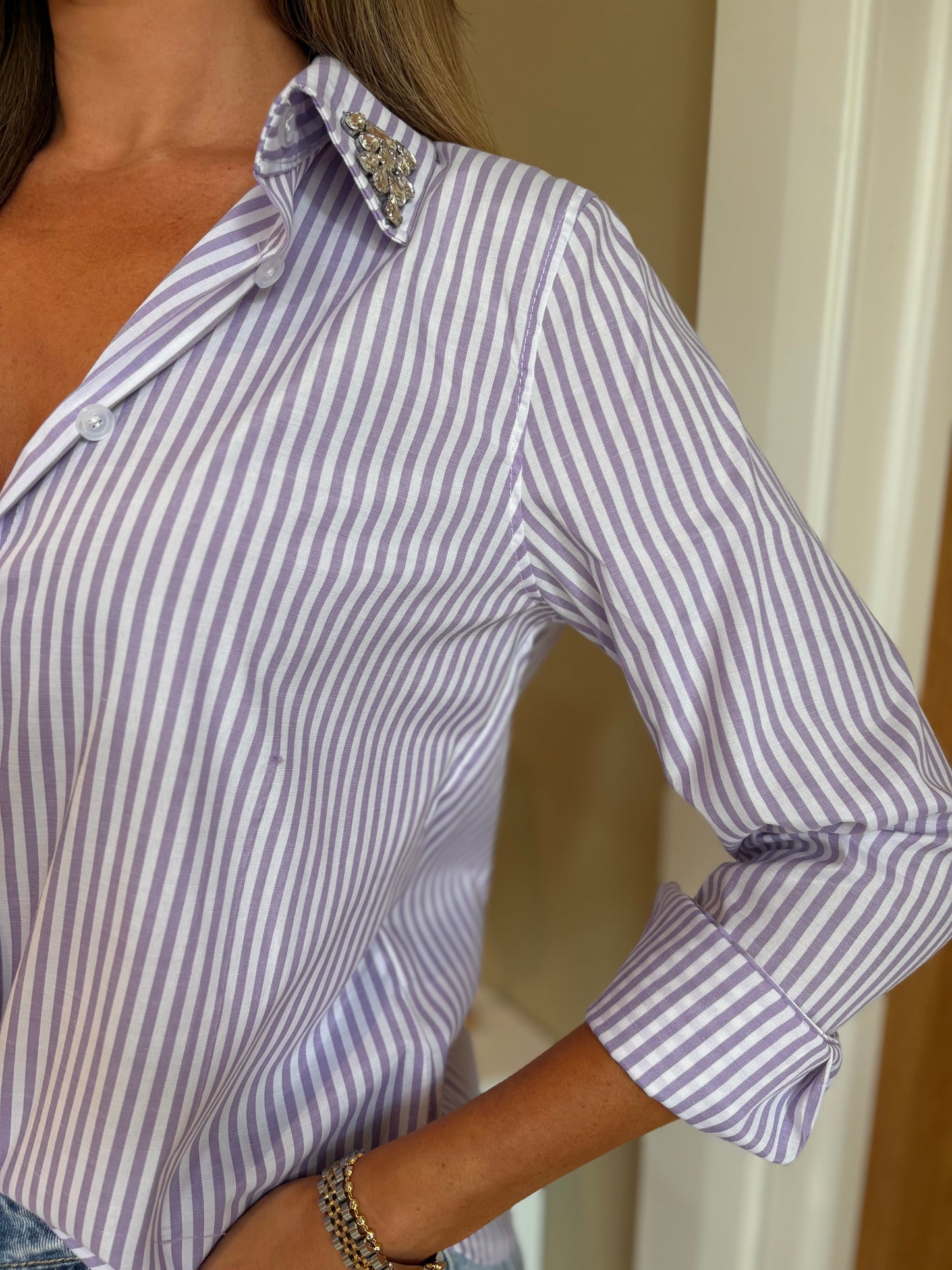 Perri Striped Shirt Lilac