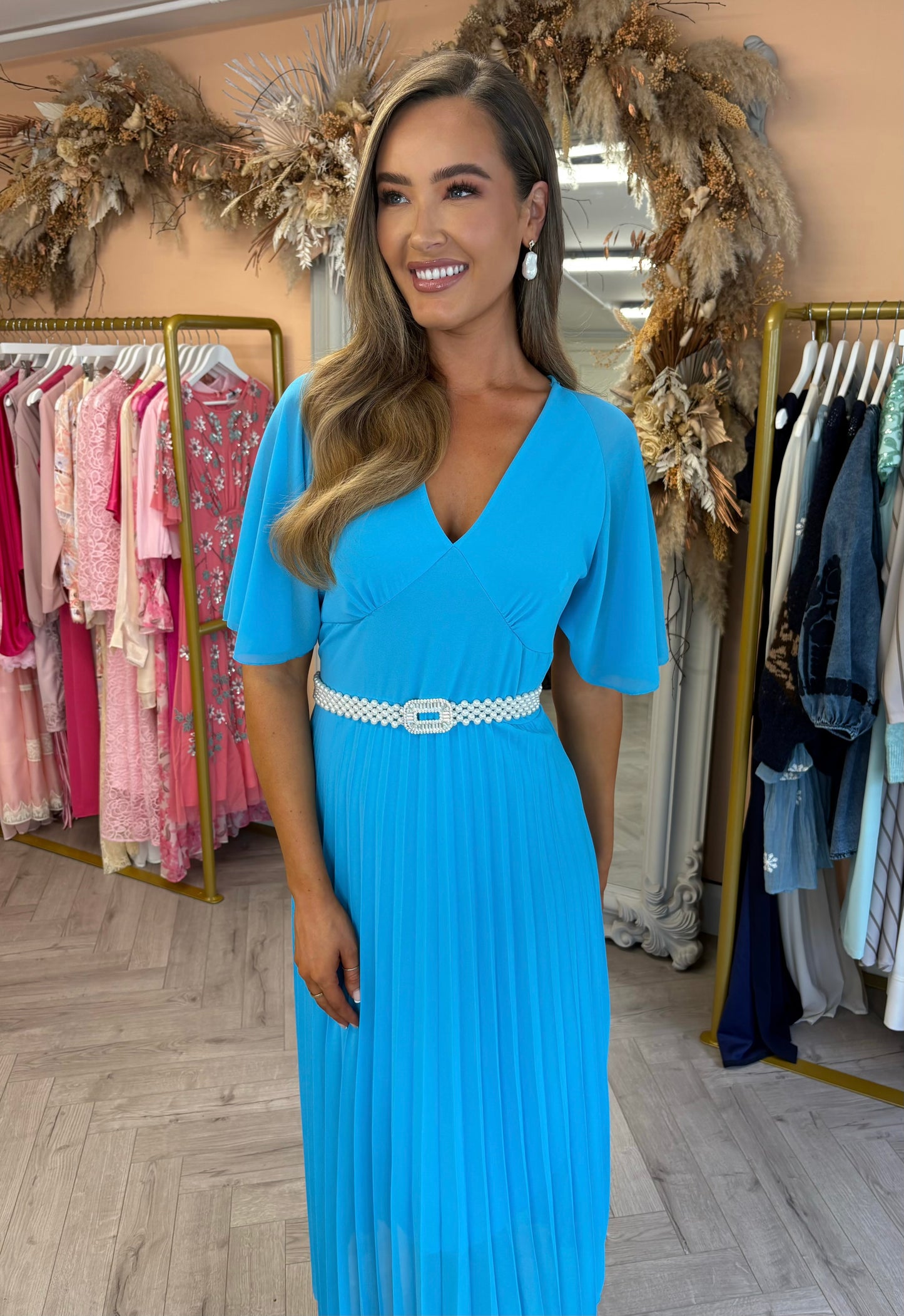 Gigi Dress Turquoise *Belt not included*