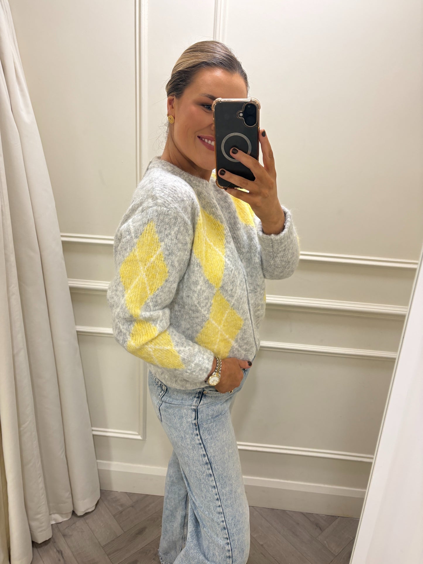 Vera Knit Lemon & Grey