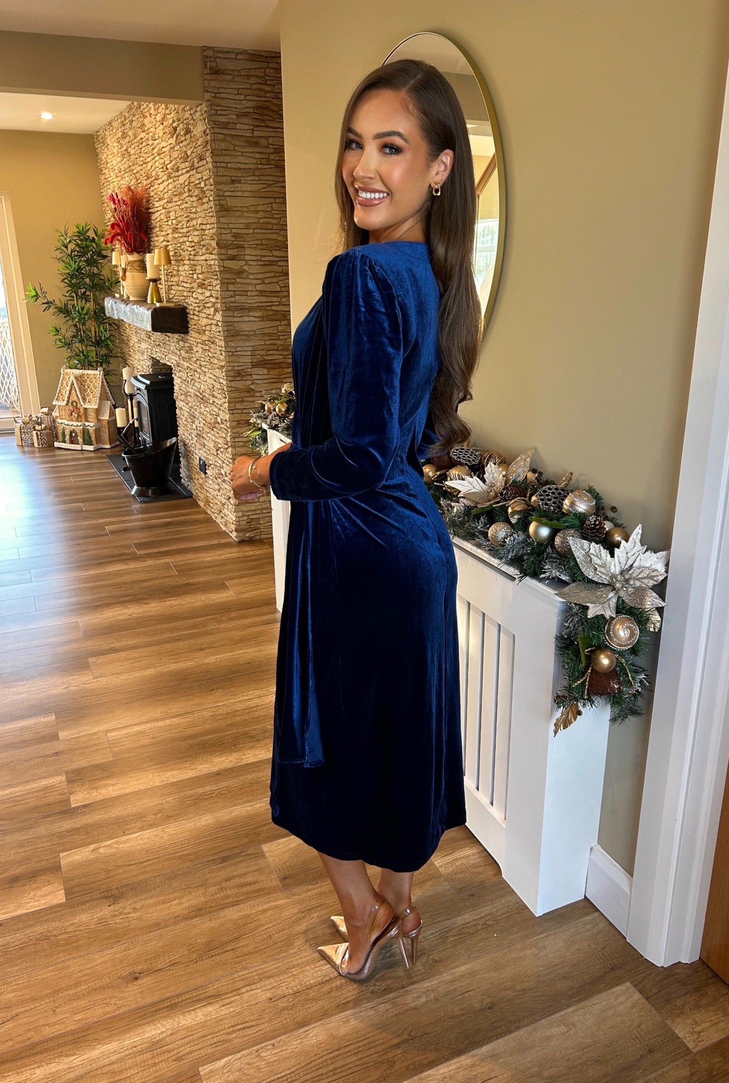 Kaylee Velvet Dress Navy