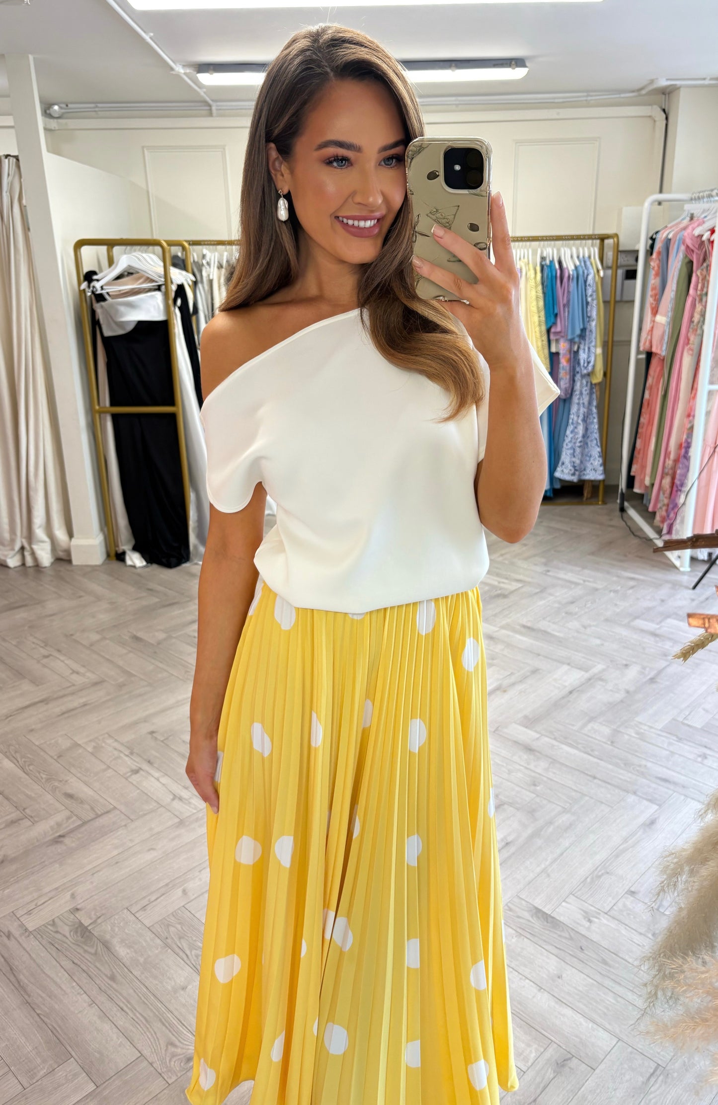Connie Polka Dot Skirt Yellow
