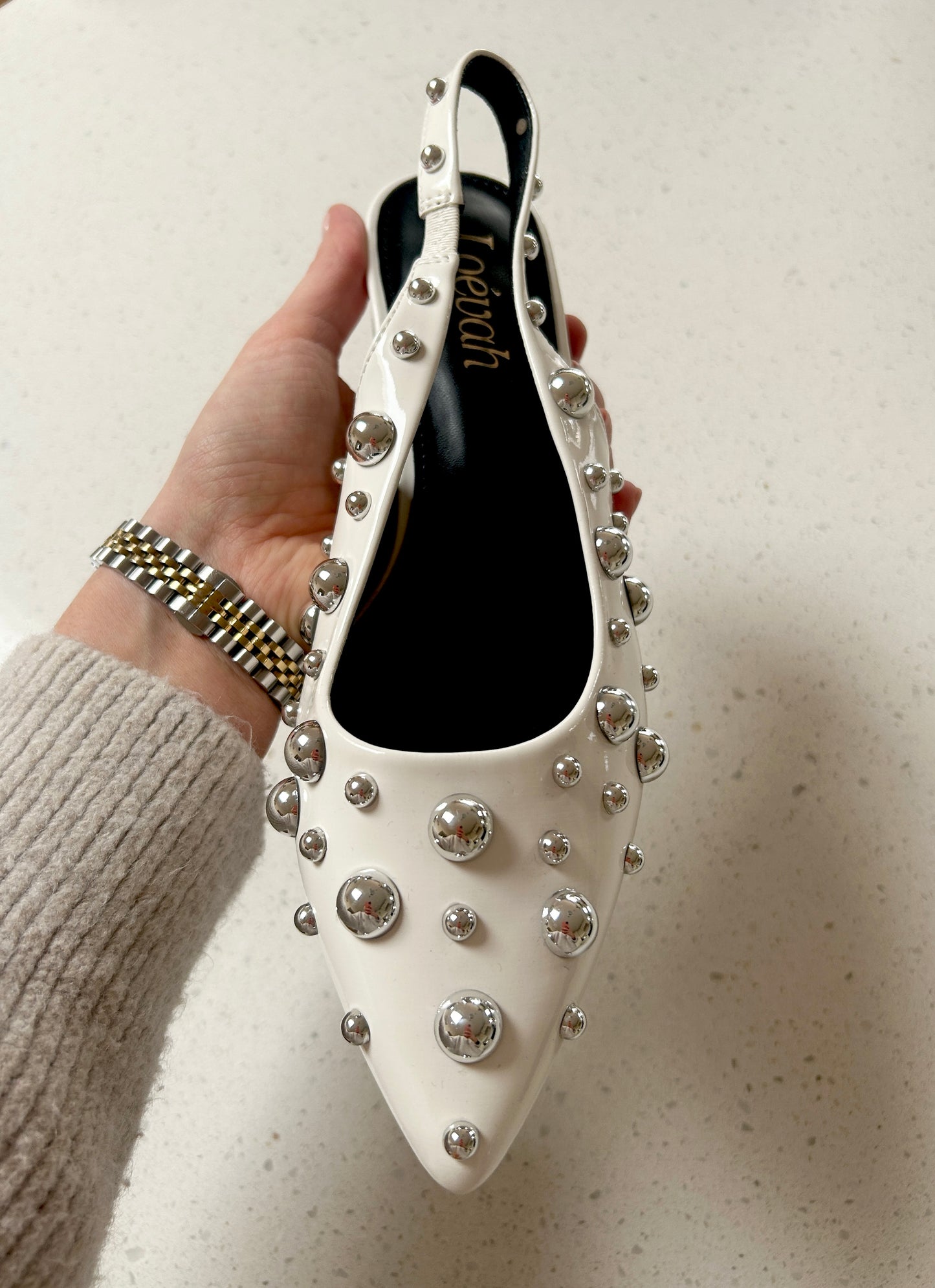 Pearl Kitten Heel White