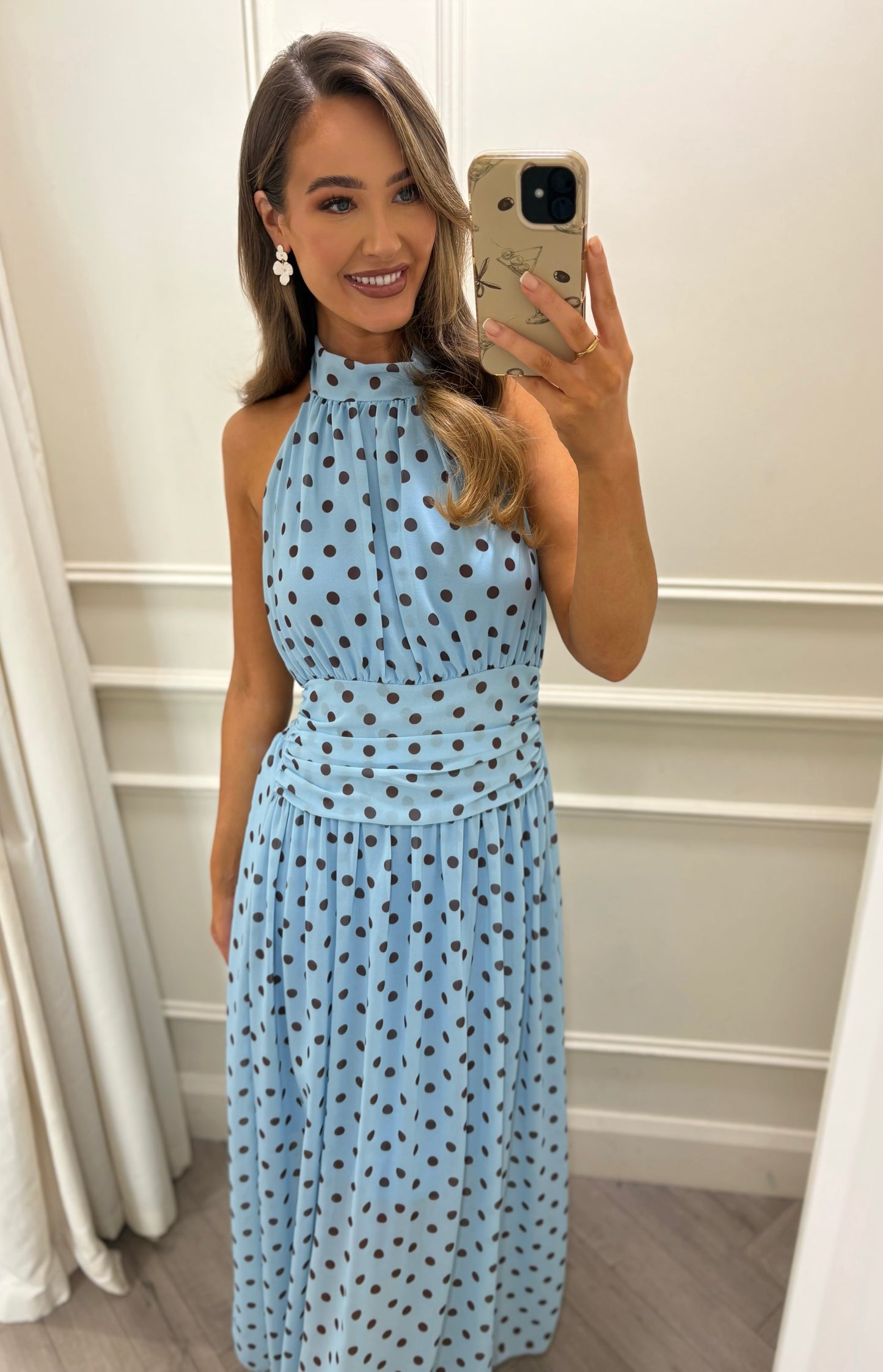 Pollie Polka Dot Dress Blue