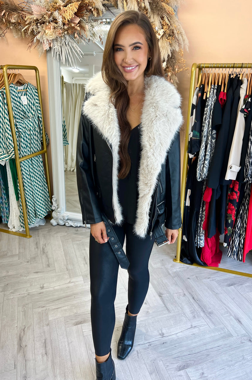 Clementine Fur Jacket Black