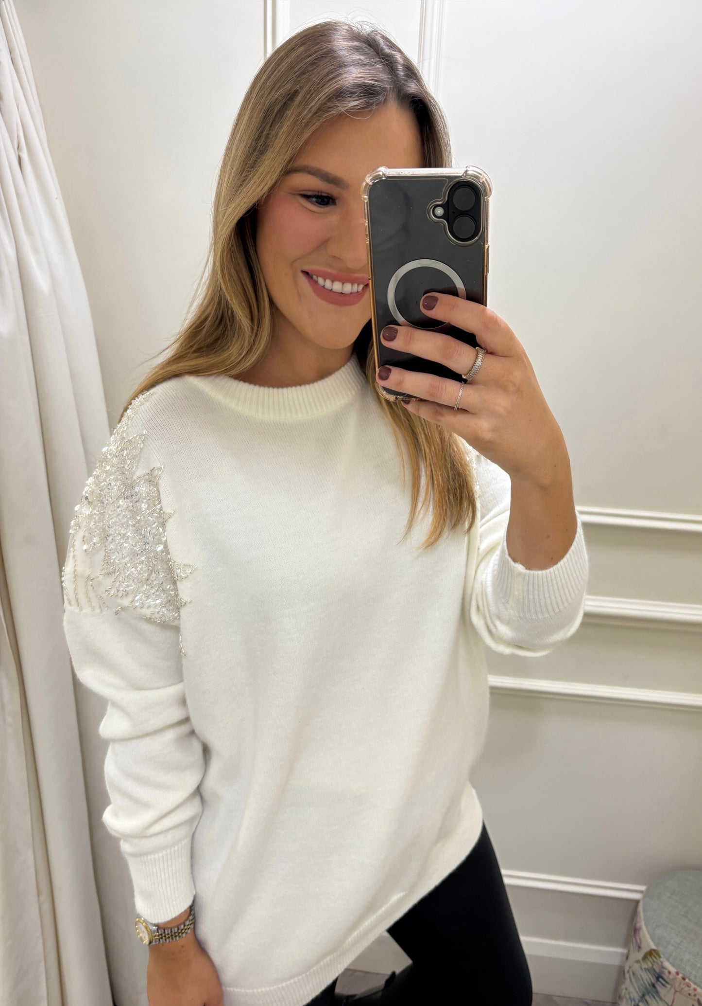 Jola Sparkle Knit White