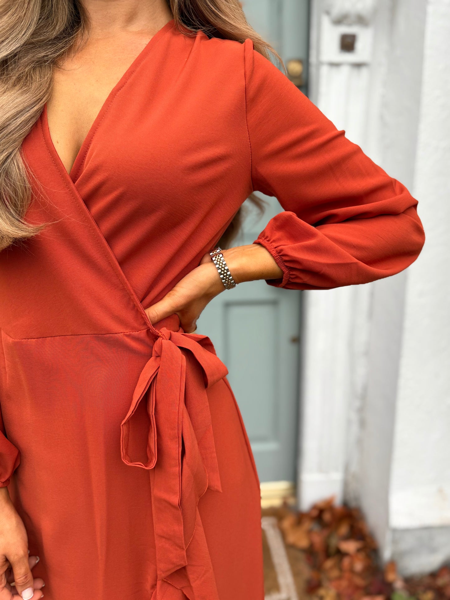Lillian Wrap Dress Rust