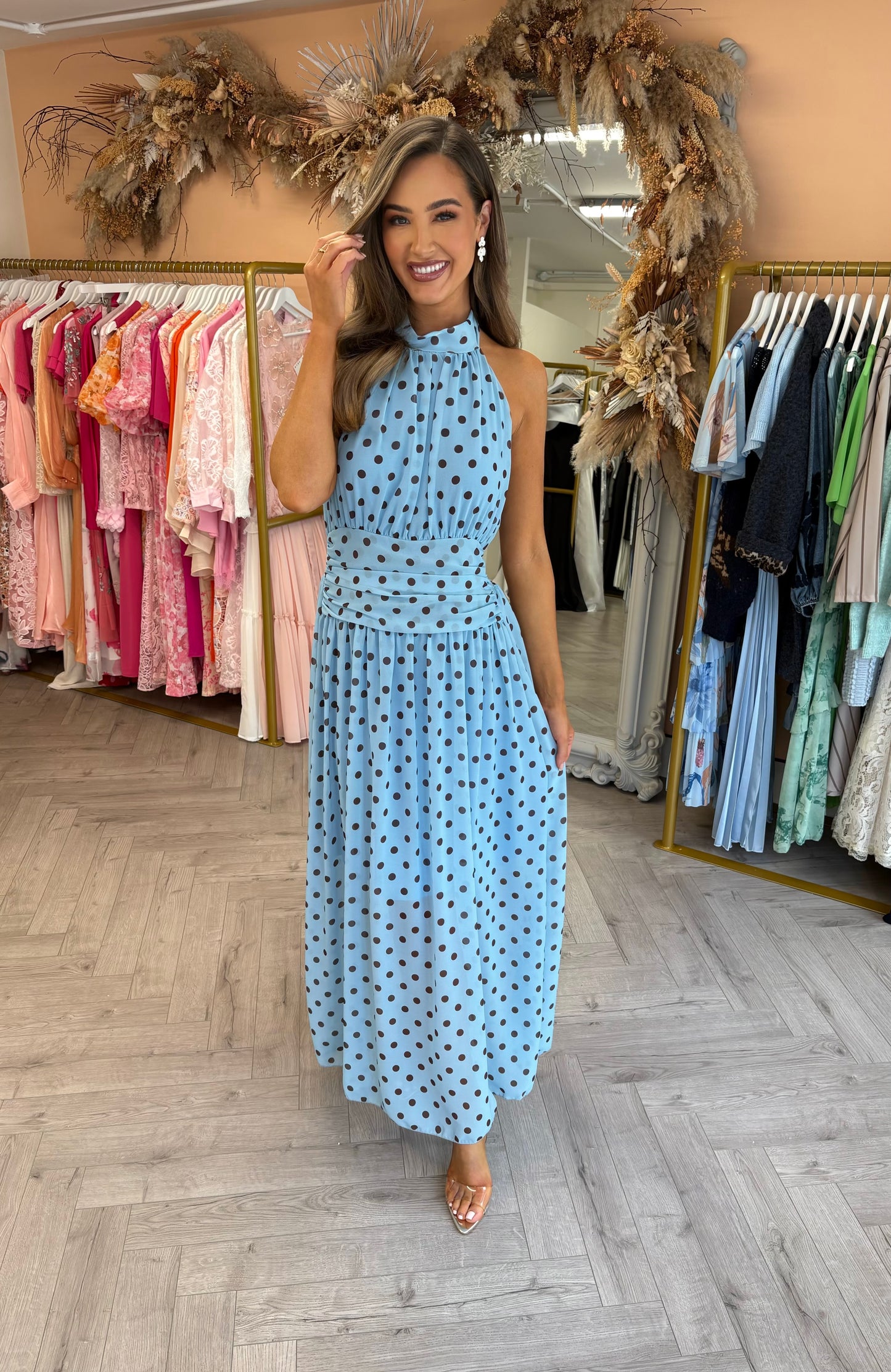 Pollie Polka Dot Dress Blue