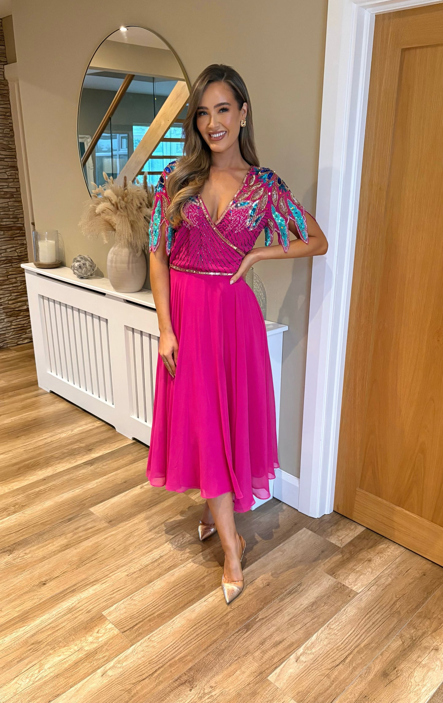 Alexis Embellished Dress Pink