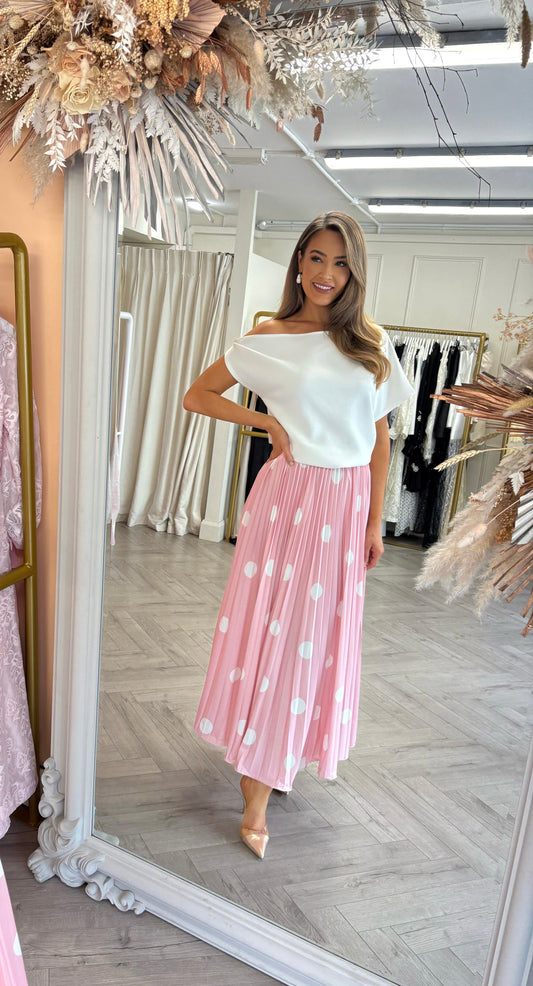 Connie Polka Dot Skirt Pink