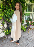 Elva Colour Block Cardigan Beige