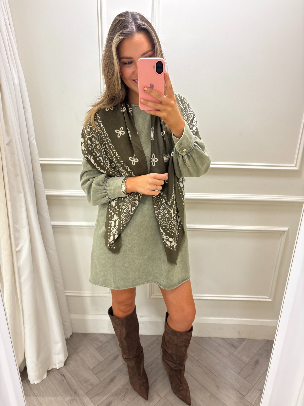 Nala Denim Dress Khaki