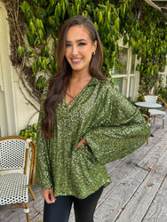 Odell Sequin Blouse Lime