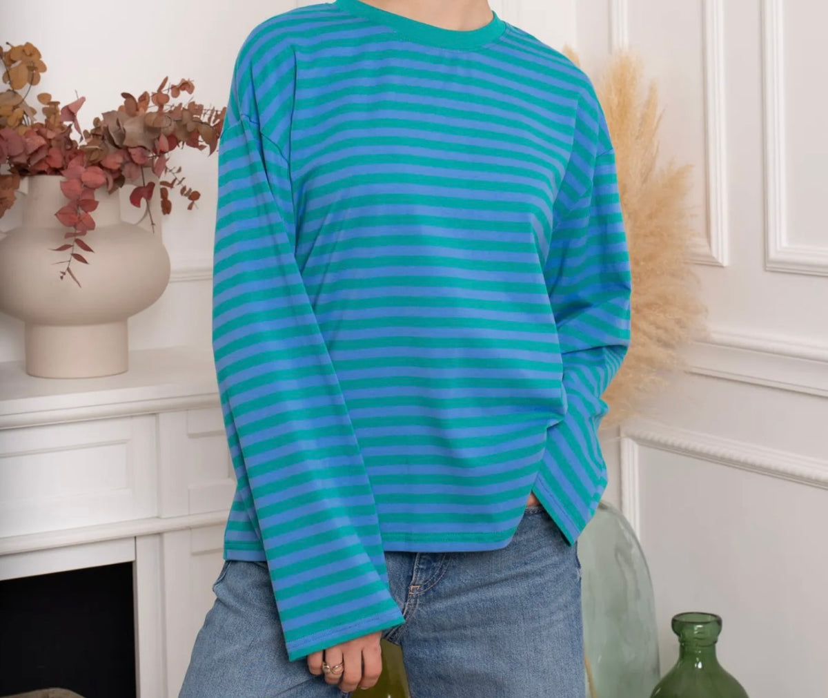 Roxie Long Sleeve Blue & Green