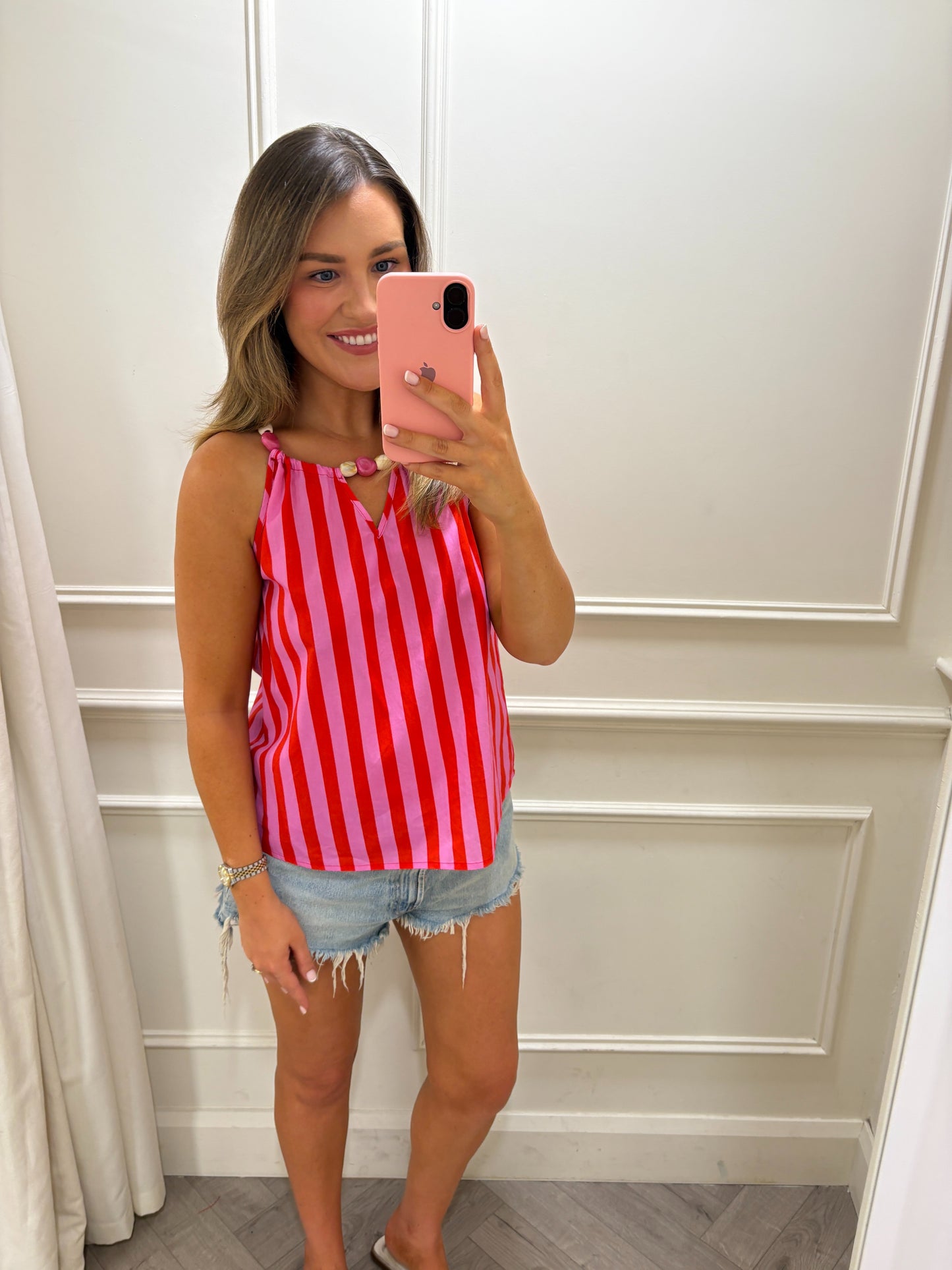 Carol Stripe Top Red
