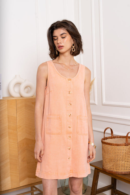 Piper Denim Dress Peach
