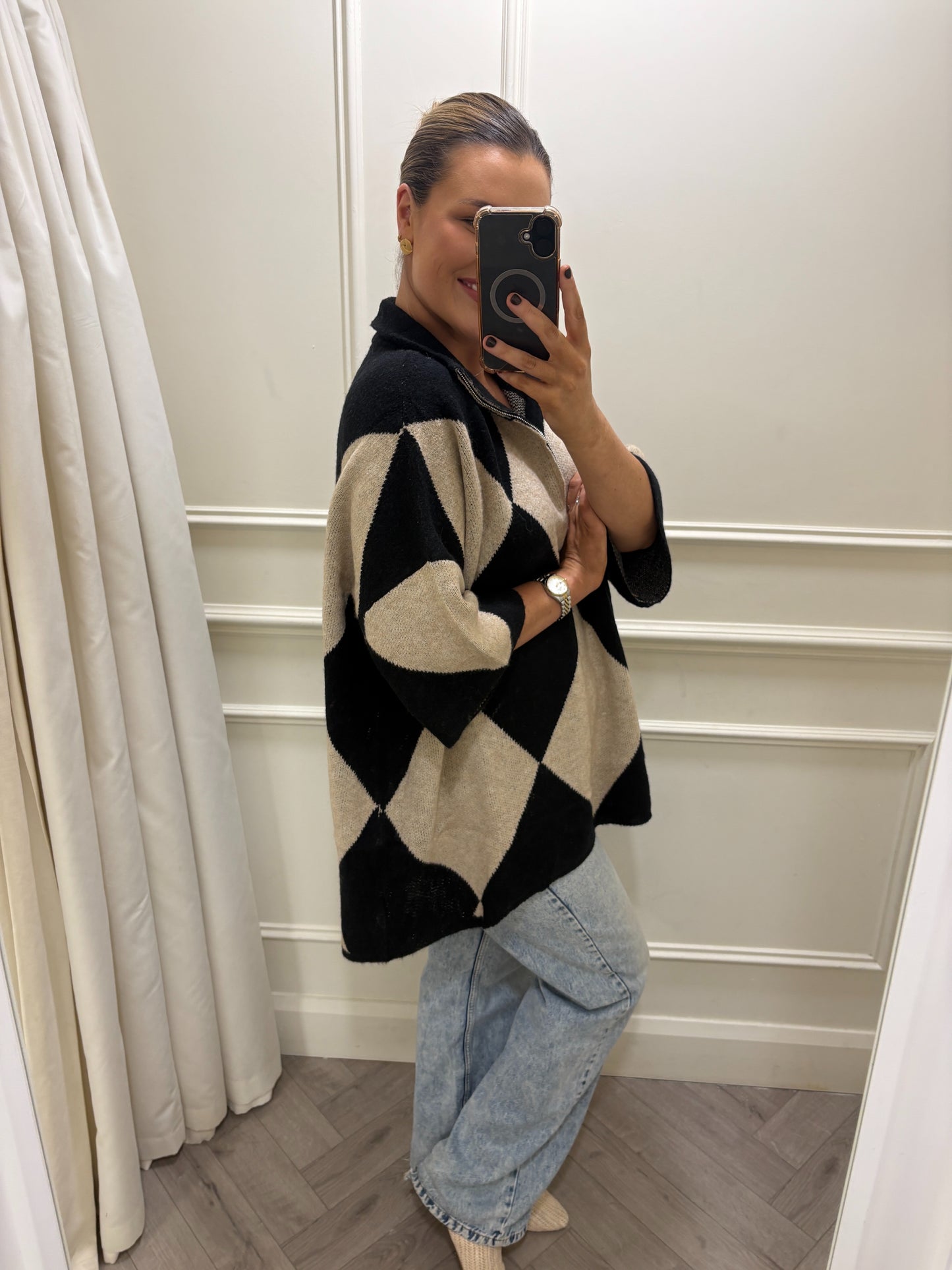 Dayne Knit Black & Beige