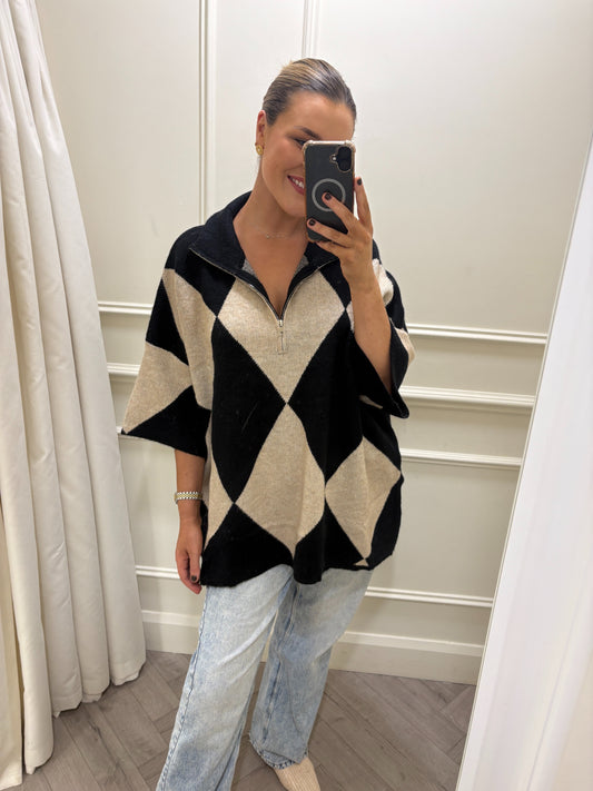 Dayne Knit Black & Beige