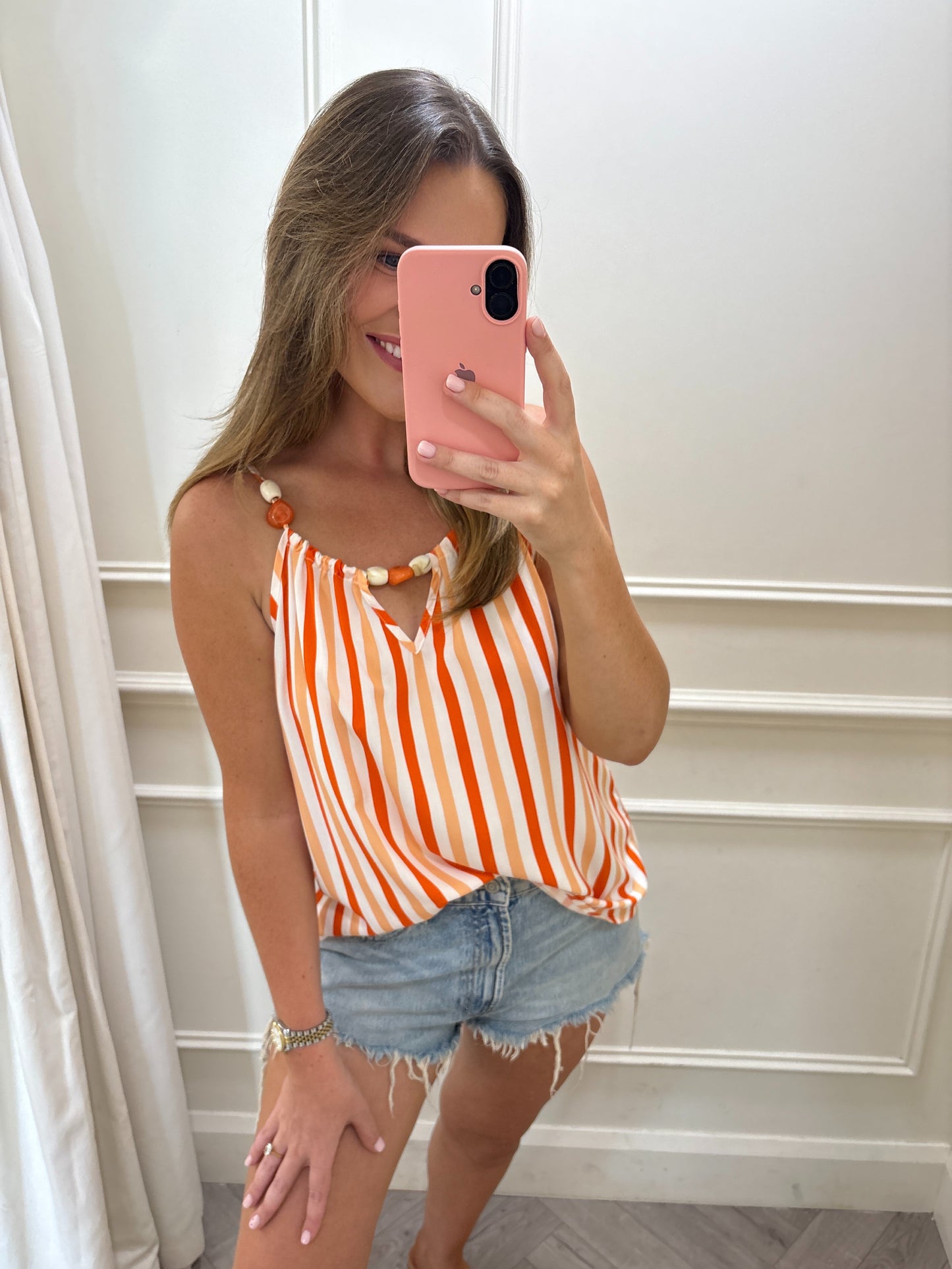 Carol Stripe Top Orange
