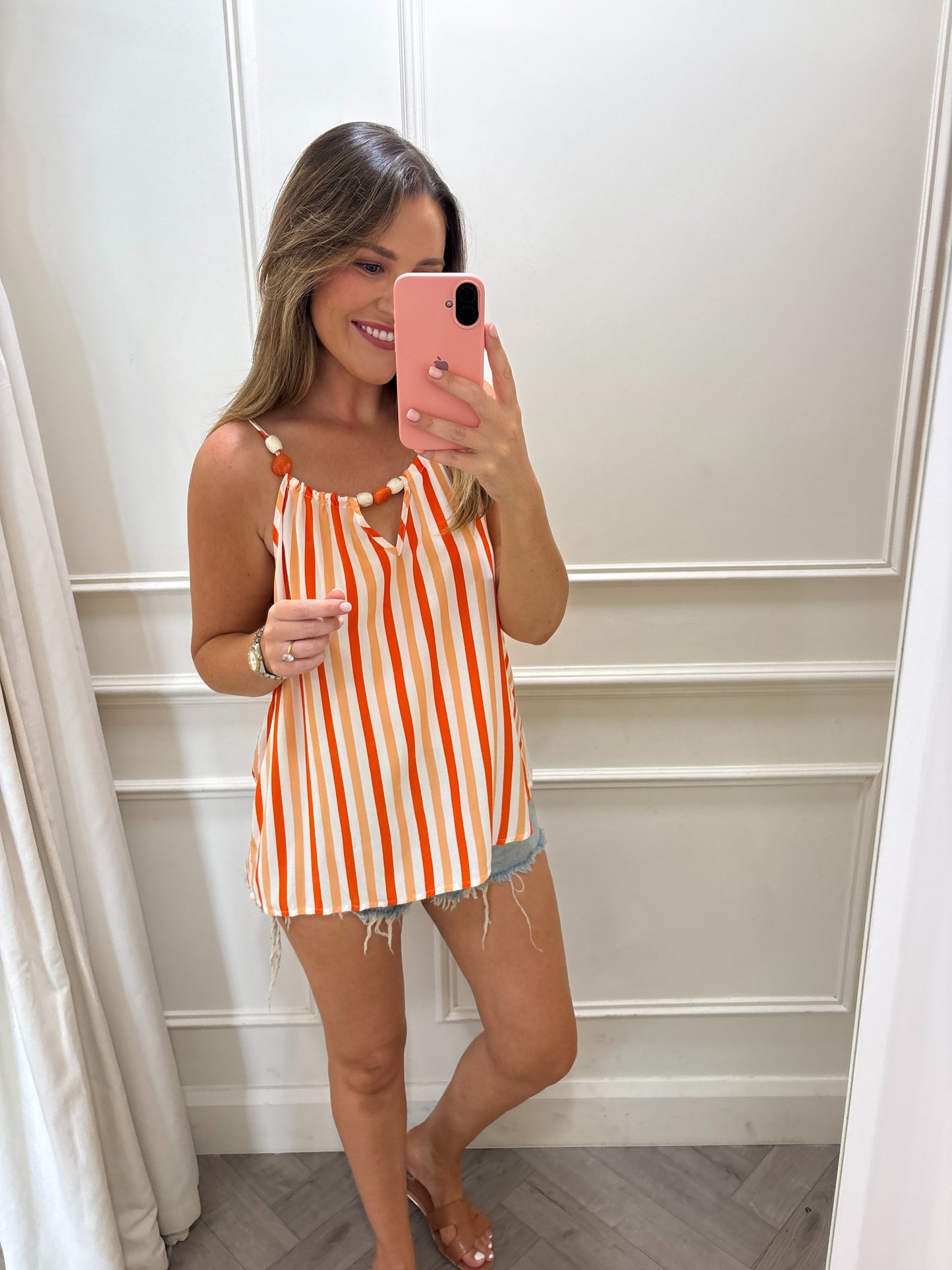 Carol Stripe Top Orange