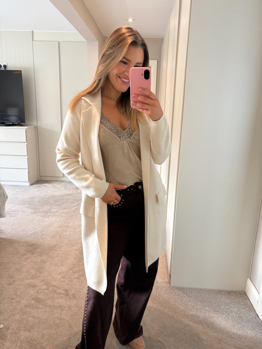 Shelly Knit Cream Coatigan