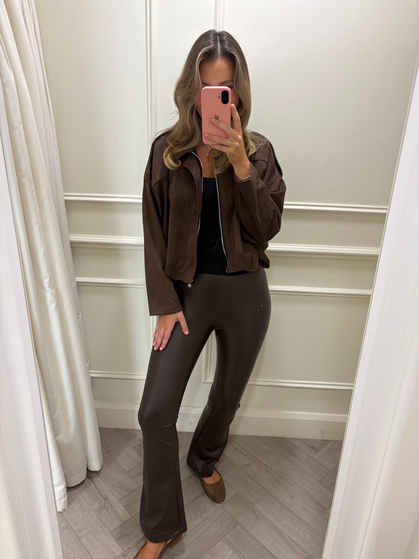 Pollie Faux Leather Trouser Brown
