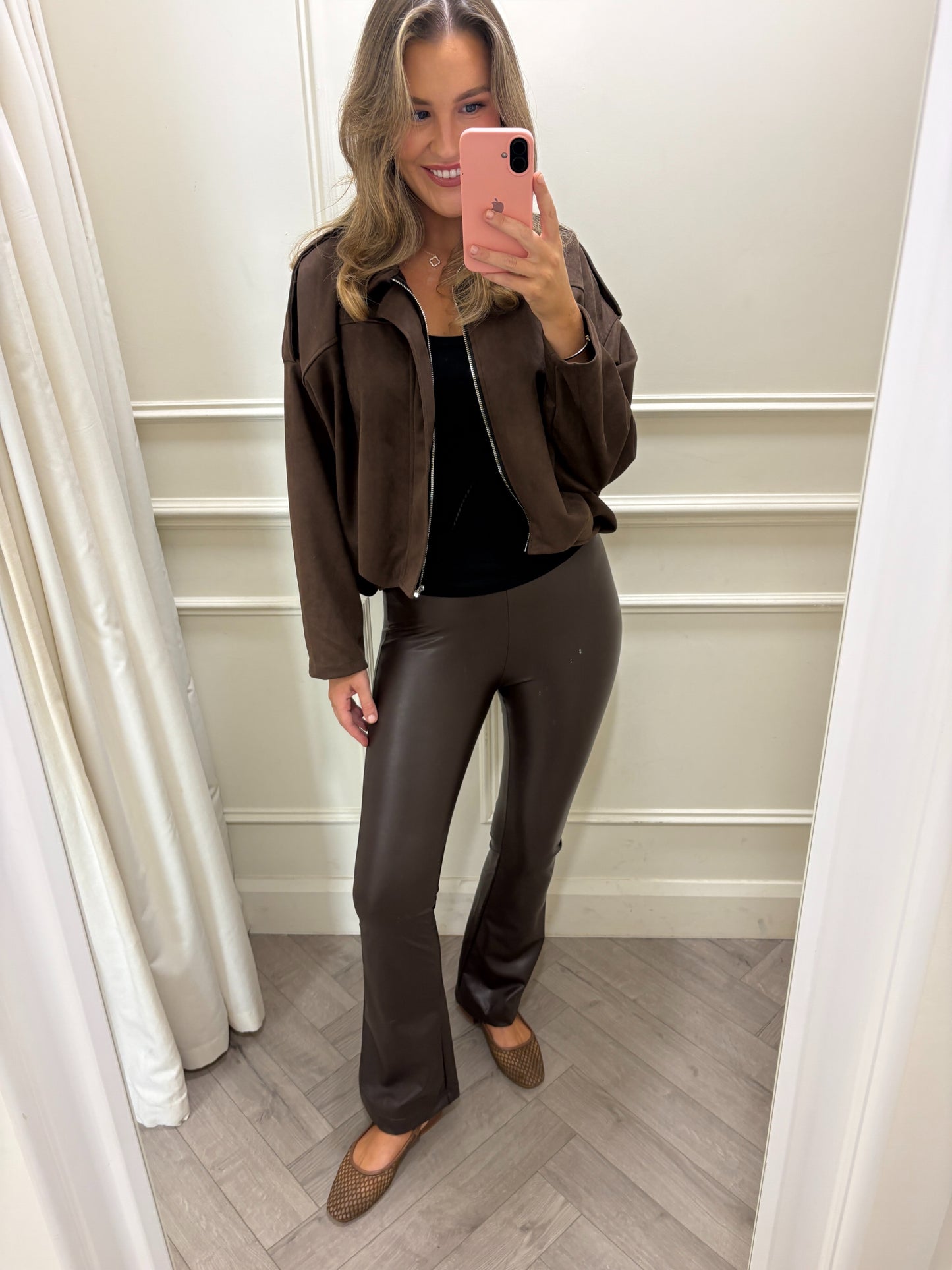 Pollie Faux Leather Trouser Brown