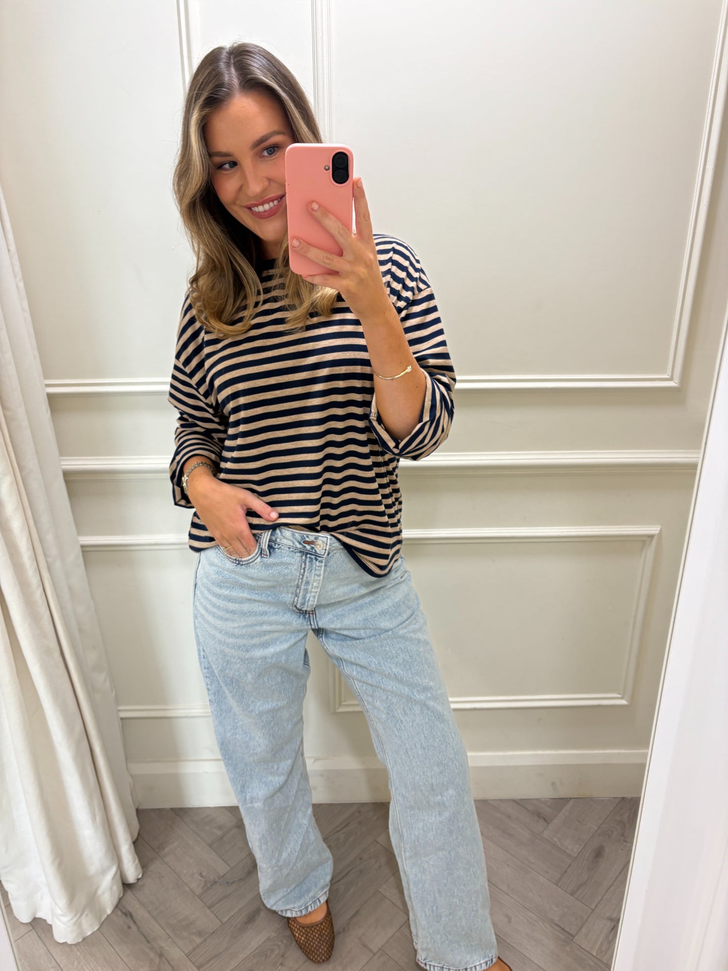 Roxie Long Sleeve Navy & Beige