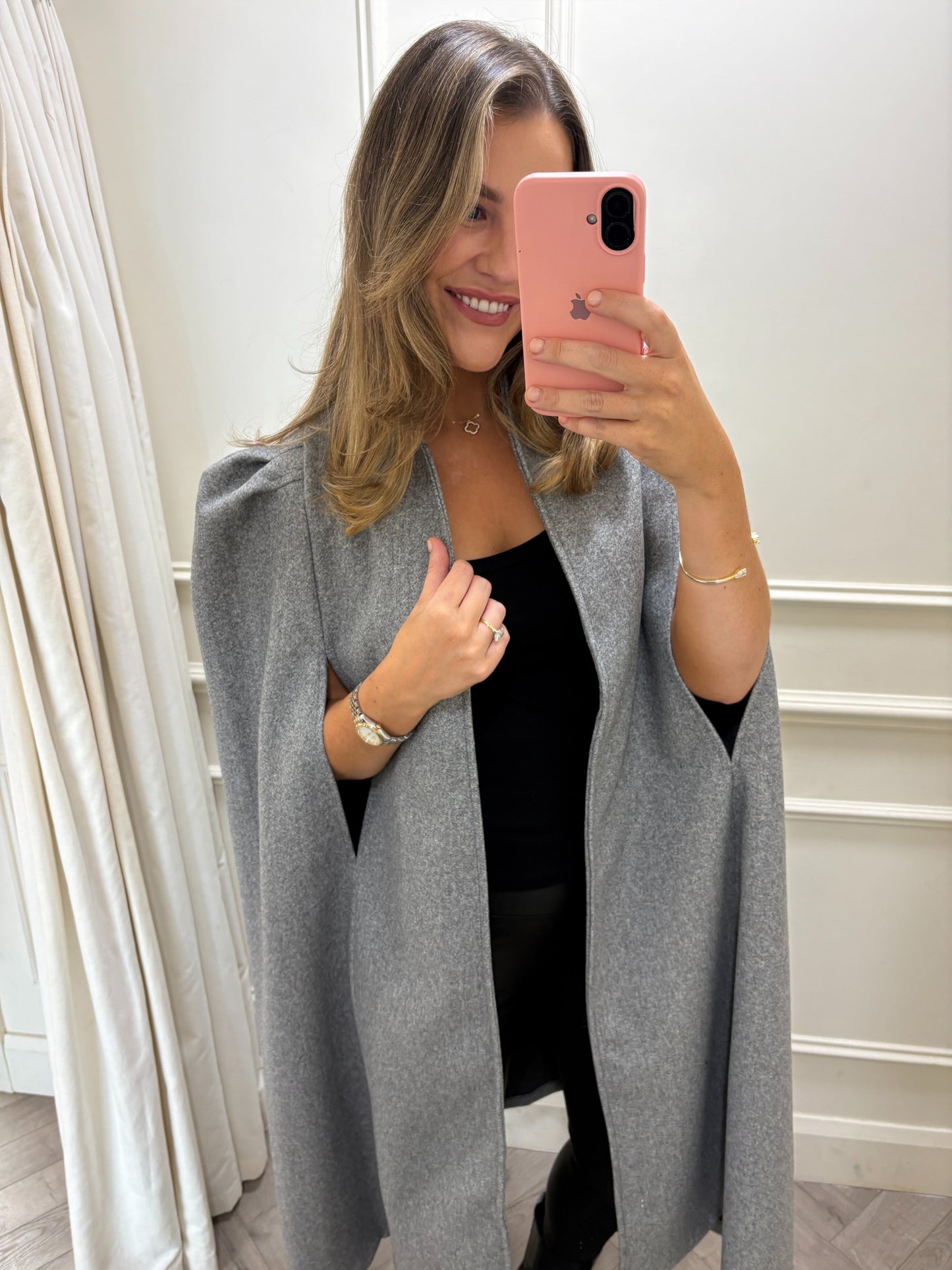 Izzy Long-Line Cape Grey