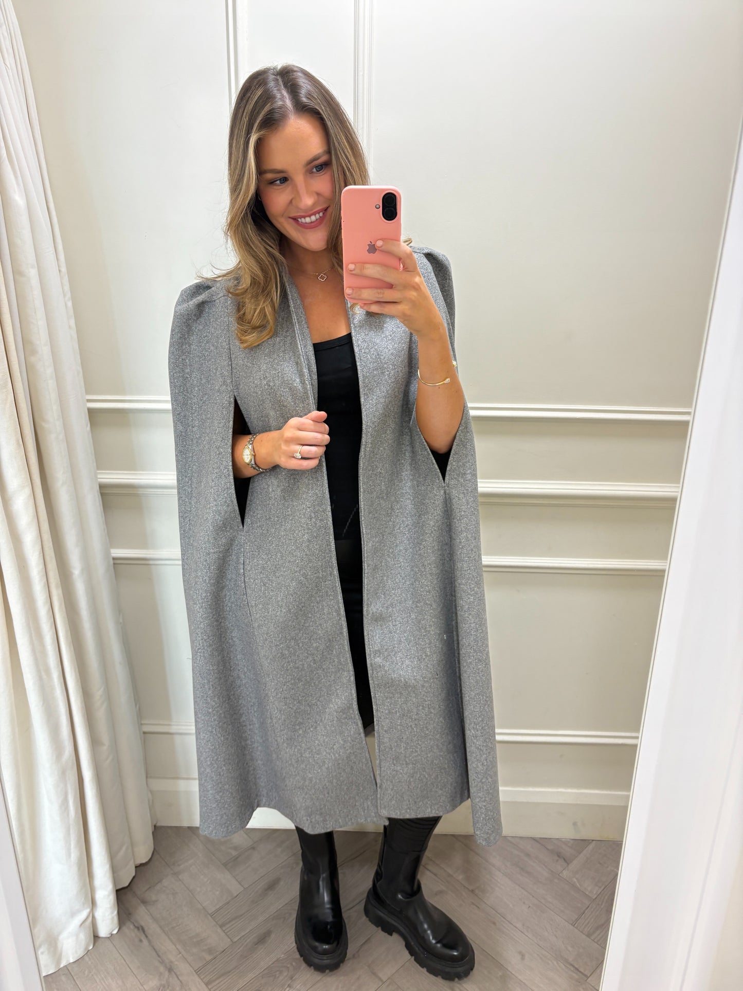 Izzy Long-Line Cape Grey