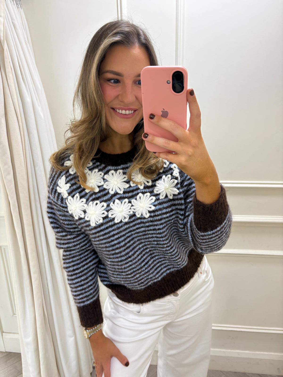 Zada Stripe Knit Blue & Brown