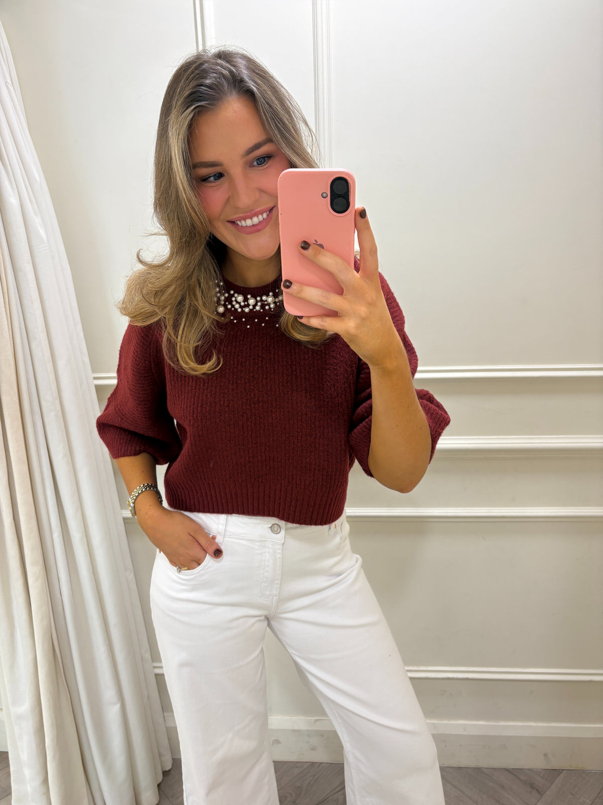 Tylee Pearl Knit Burgundy