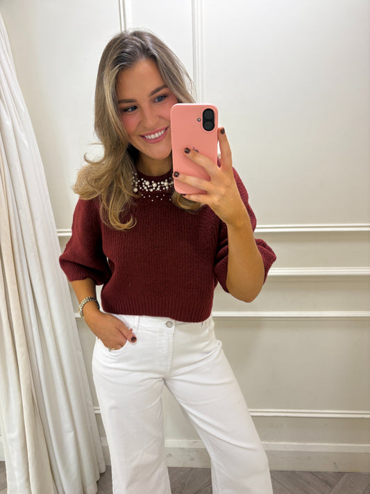 Tylee Pearl Knit Burgundy