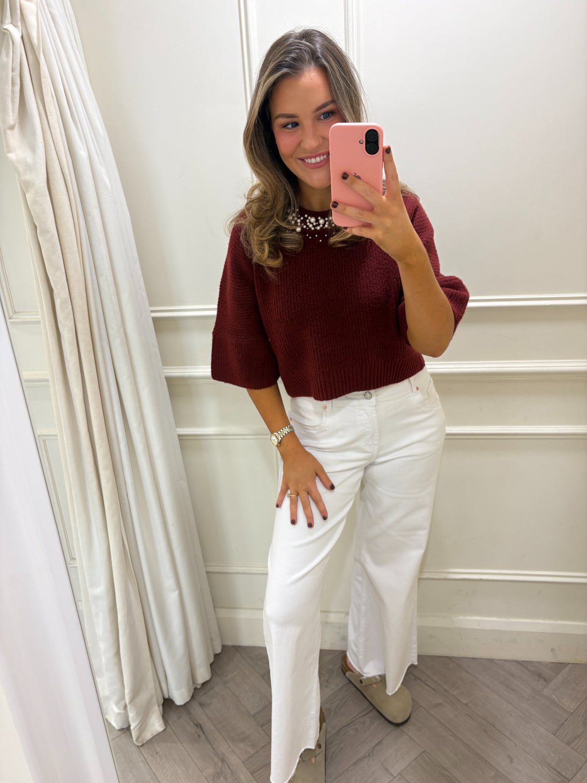 Tylee Pearl Knit Burgundy