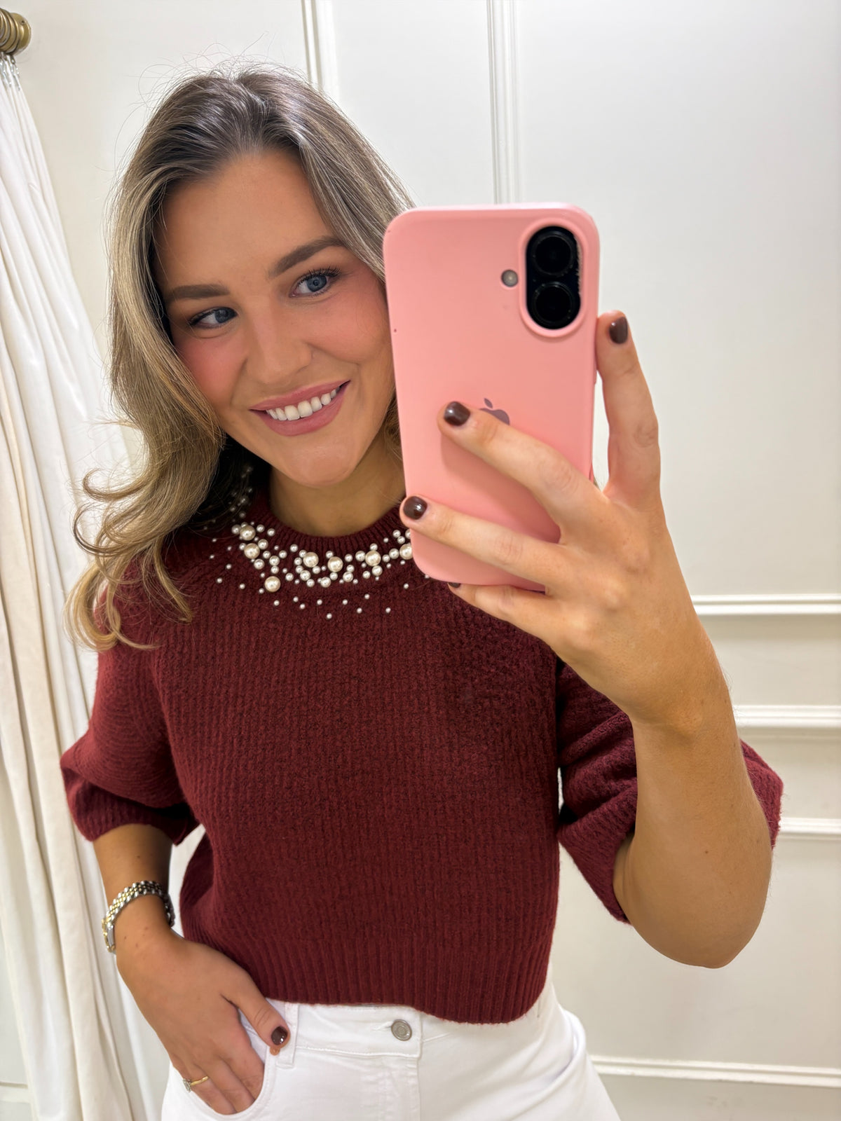 Tylee Pearl Knit Burgundy