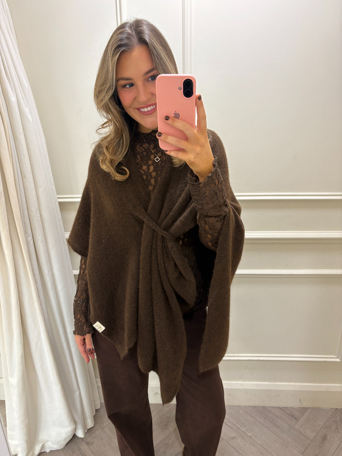 Wrenley Knit Cape Brown