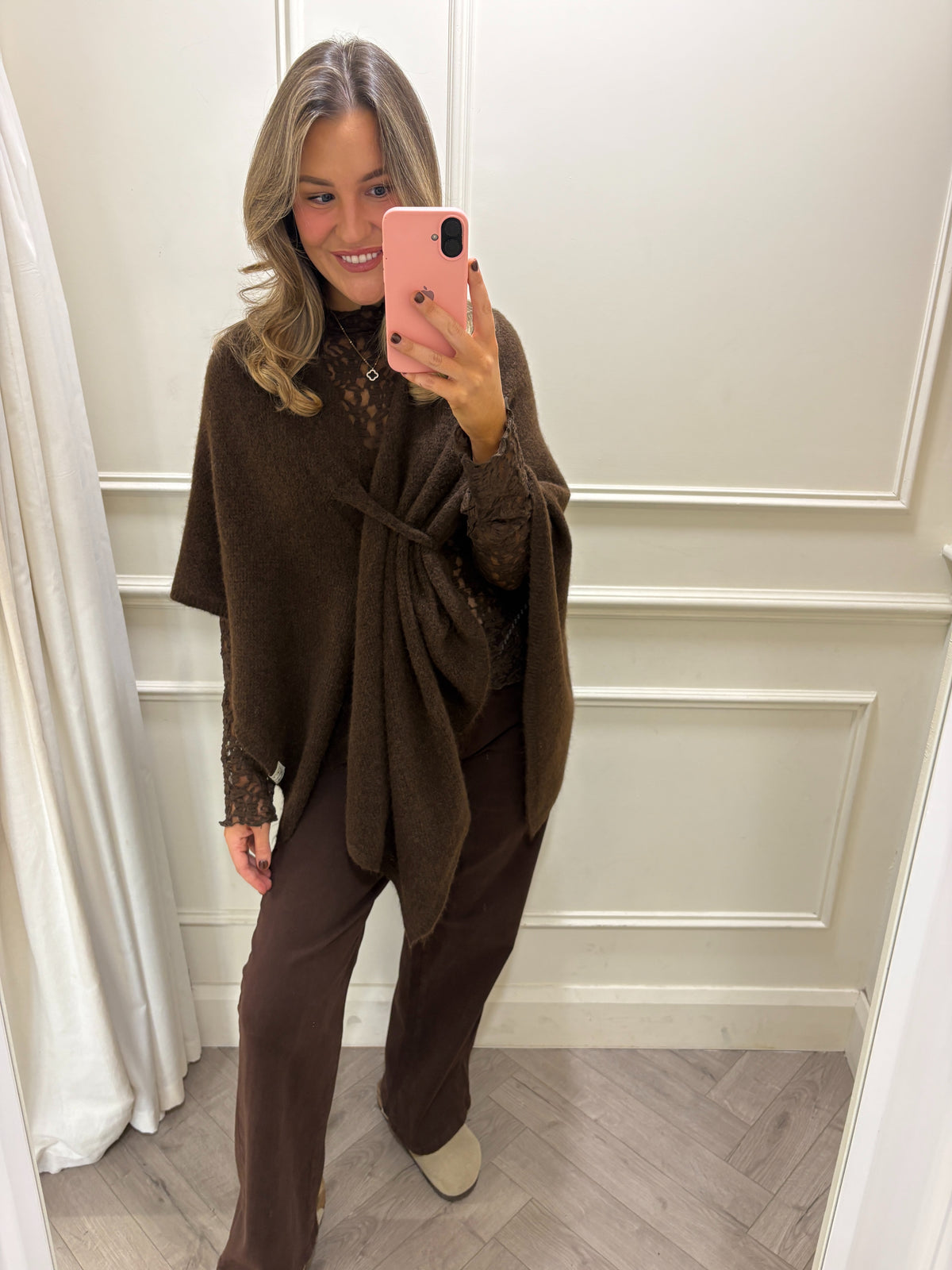Wrenley Knit Cape Brown