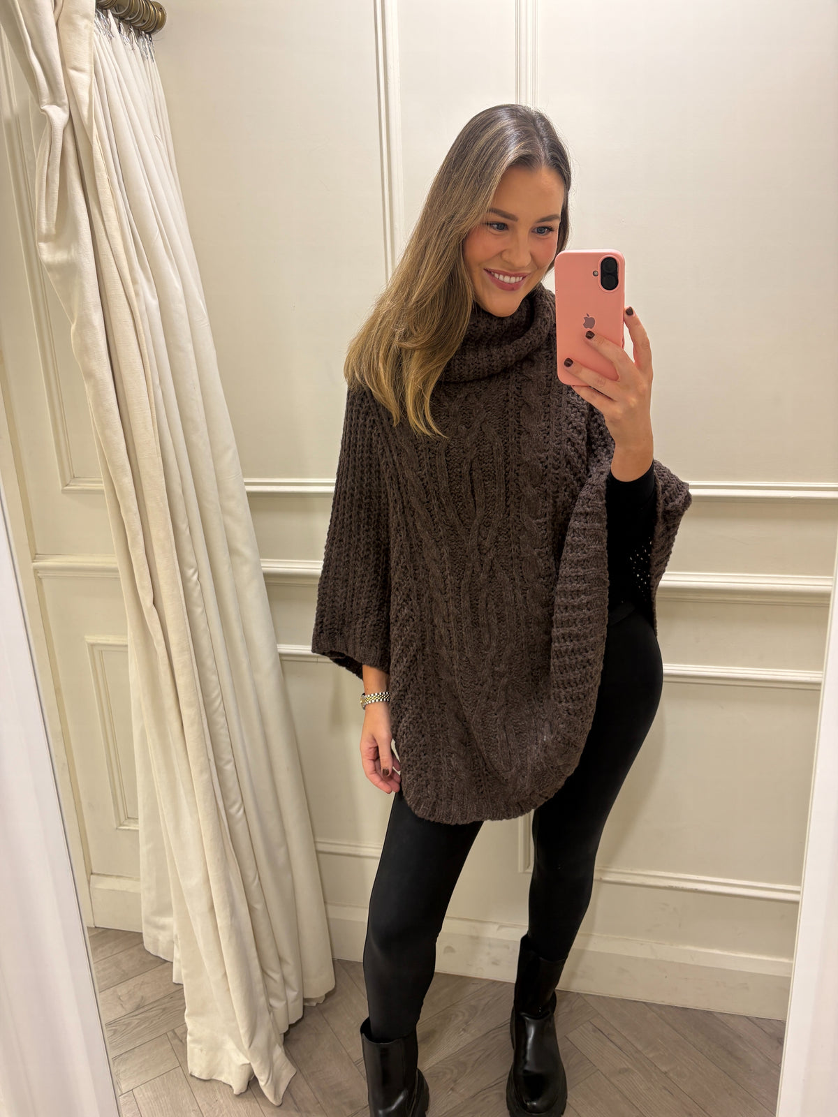 Amirah Knitted Cape Brown