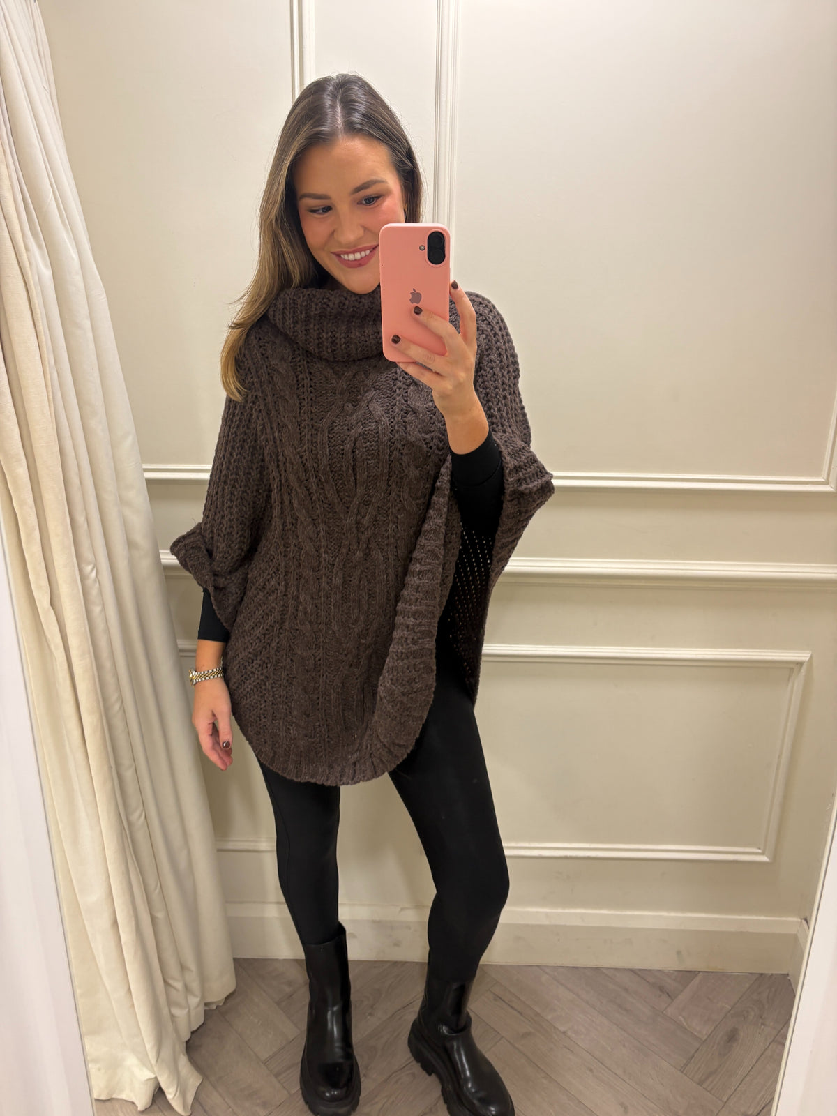 Amirah Knitted Cape Brown