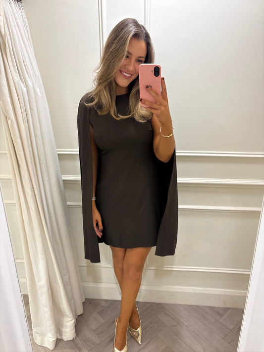 Leona Cape Dress Brown
