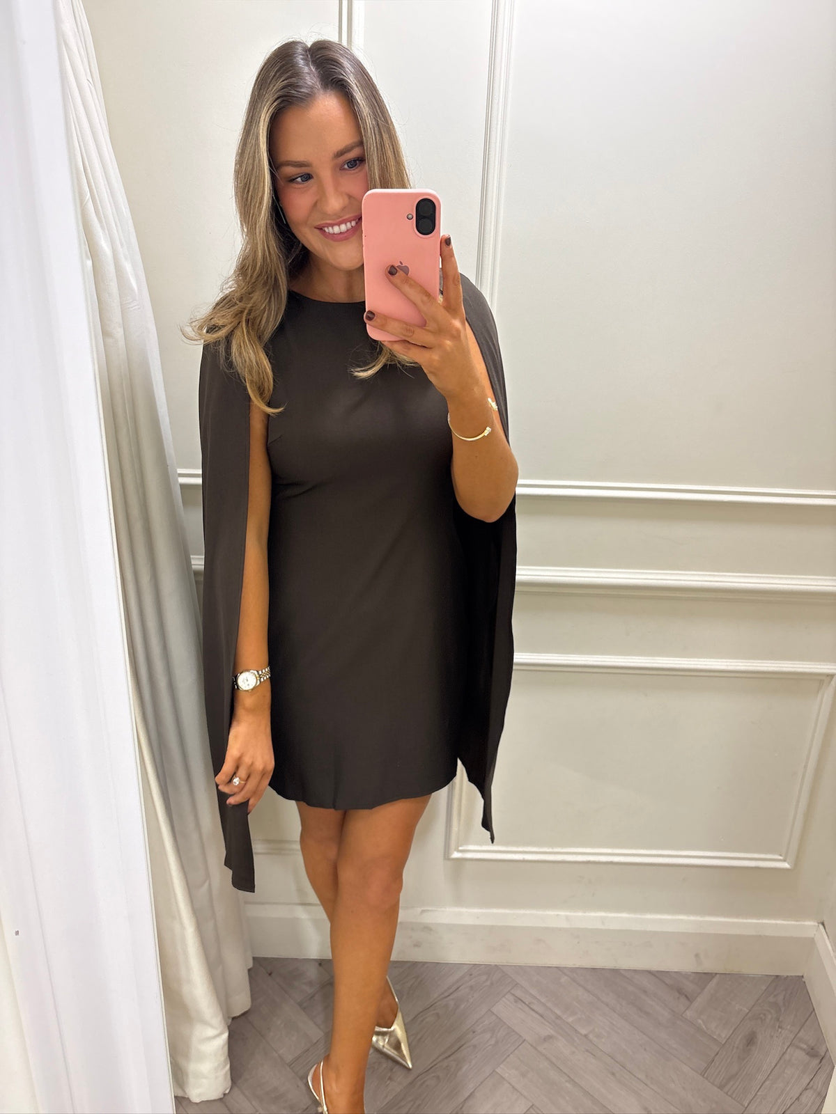 Leona Cape Dress Brown