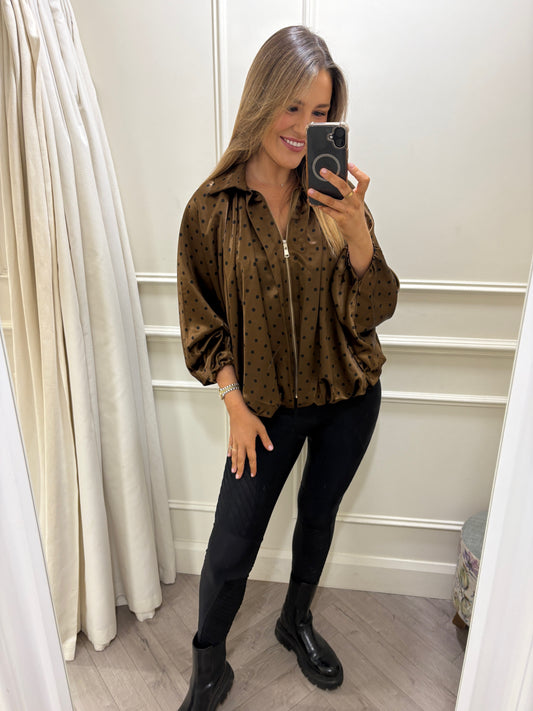 Indie Polka Dot Jacket Brown