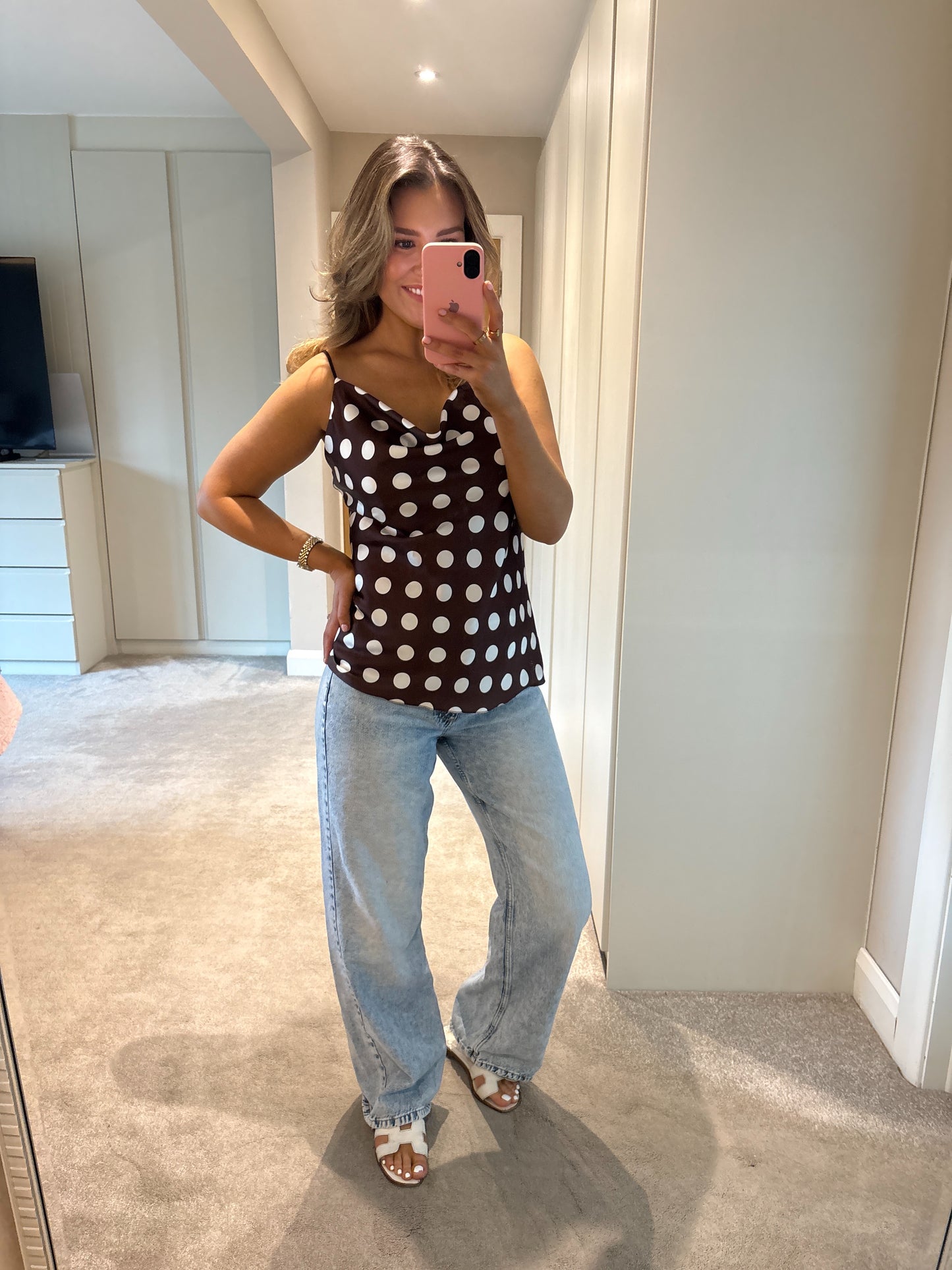 Darla Polka Dot Cami Brown