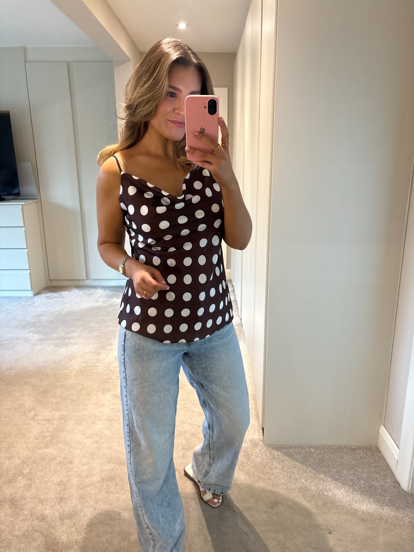 Darla Polka Dot Cami Brown